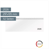 Querterminbuch Mod. Sequenz 2026 | 297×105 mm, Karton, weiß